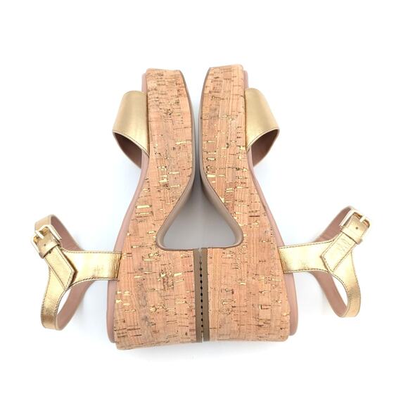 Nordstrom Claudia Platform Sandal Ankle Strap Women's Gold Size US8M EU39 - Picture 9 of 13